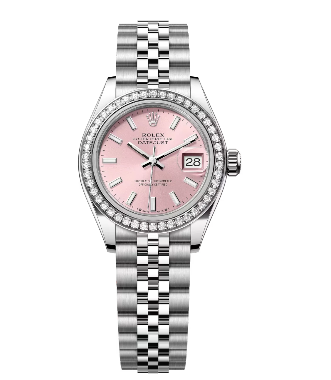 Rolex Lady-Datejust 28 Oyster Perpetual Oystersteel and white gold pink dial Jubilee band Reference 279384RBR