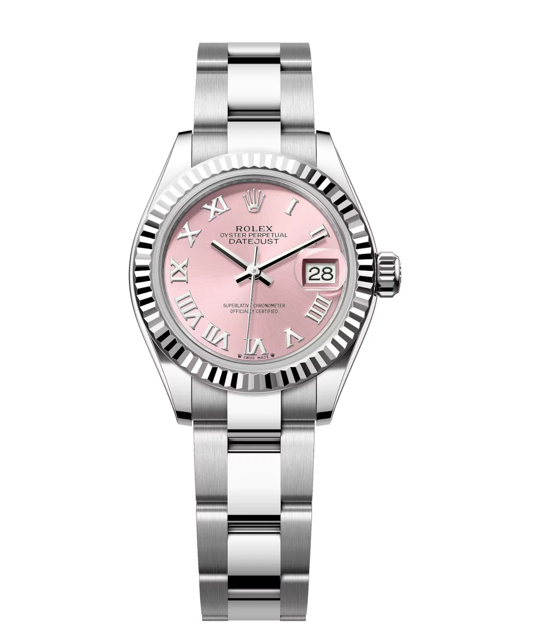 Rolex Lady-Datejust 28 Oyster Perpetual Oystersteel and white gold pink dial Oyster band Reference 279174