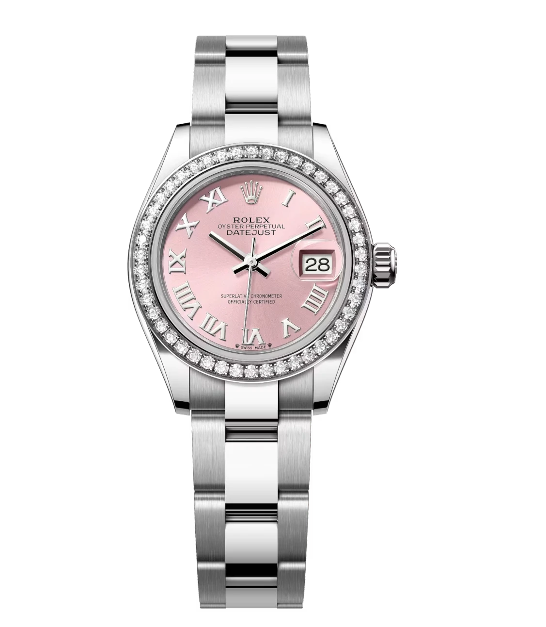 Rolex Lady-Datejust 28 Oyster Perpetual Oystersteel and white gold pink dial Oyster band Reference 279384RBR
