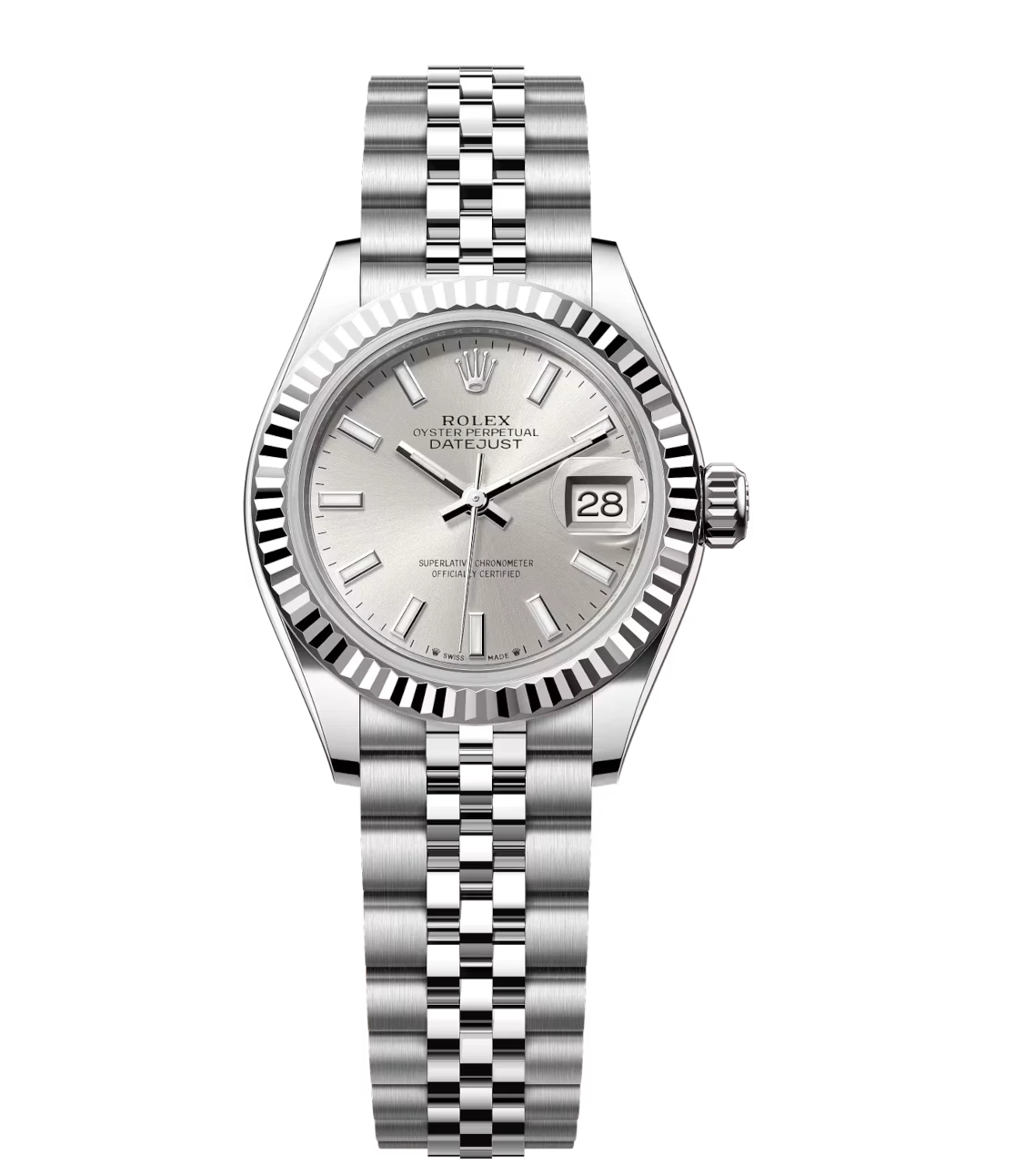 Rolex Lady-Datejust 28 Oyster Perpetual watch with silver dial and Jubilee band