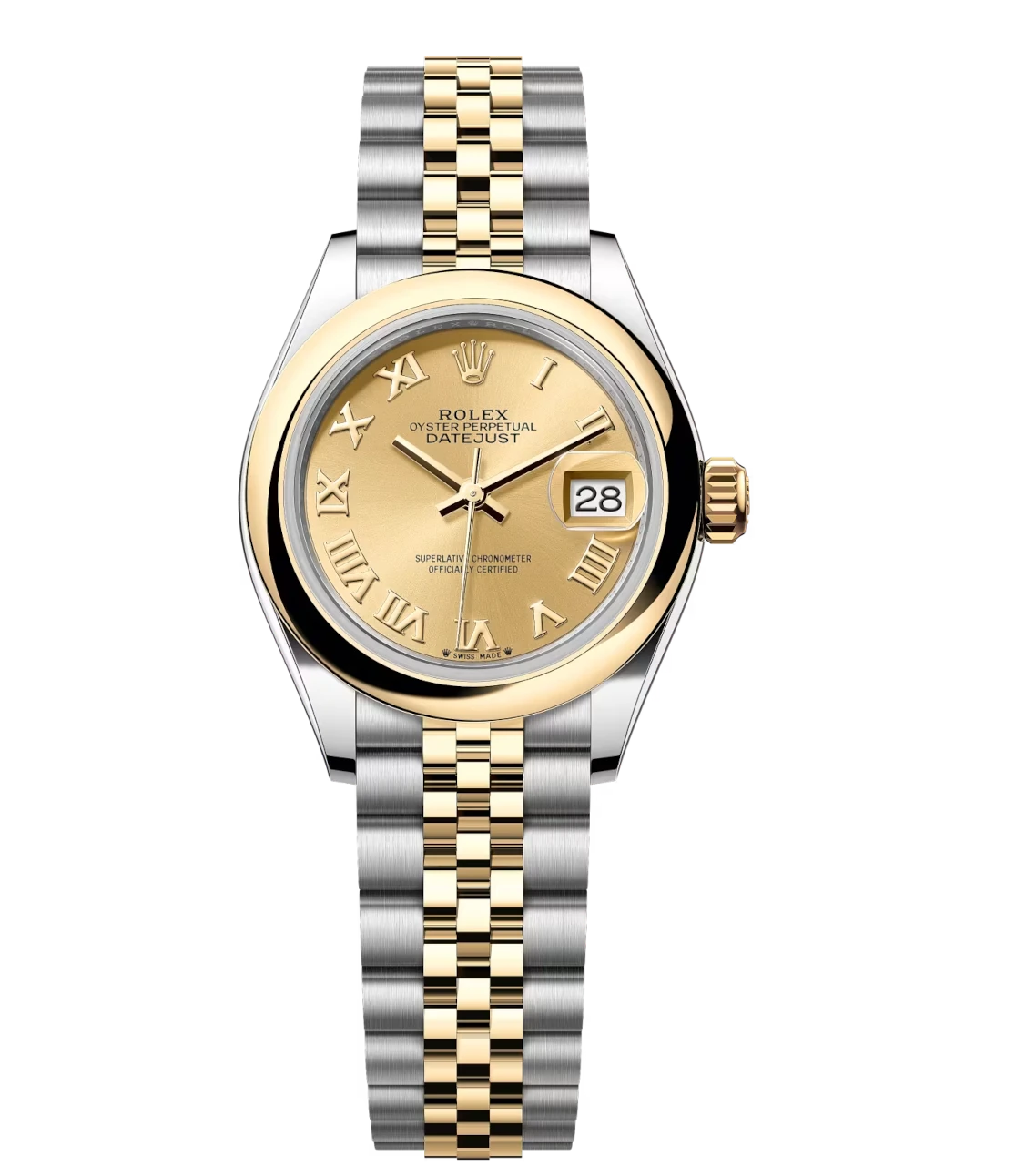 Rolex Lady-Datejust 28 Oyster Perpetual Oystersteel and yellow gold champagne colour dial Jubilee band Reference 279163