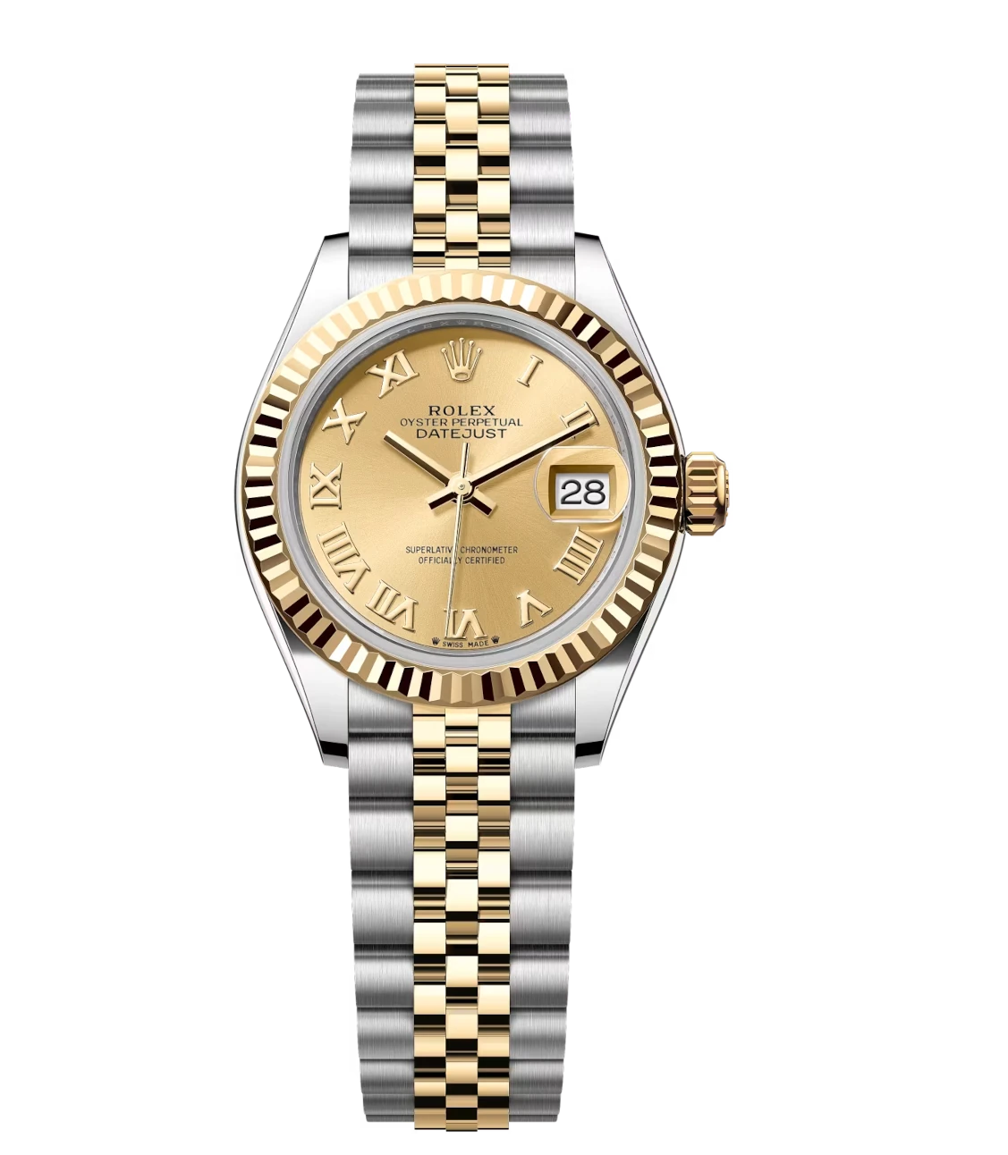 Rolex Lady-Datejust 28 Oyster Perpetual Oystersteel and yellow gold champagne-colour dial Jubilee band Reference 279173