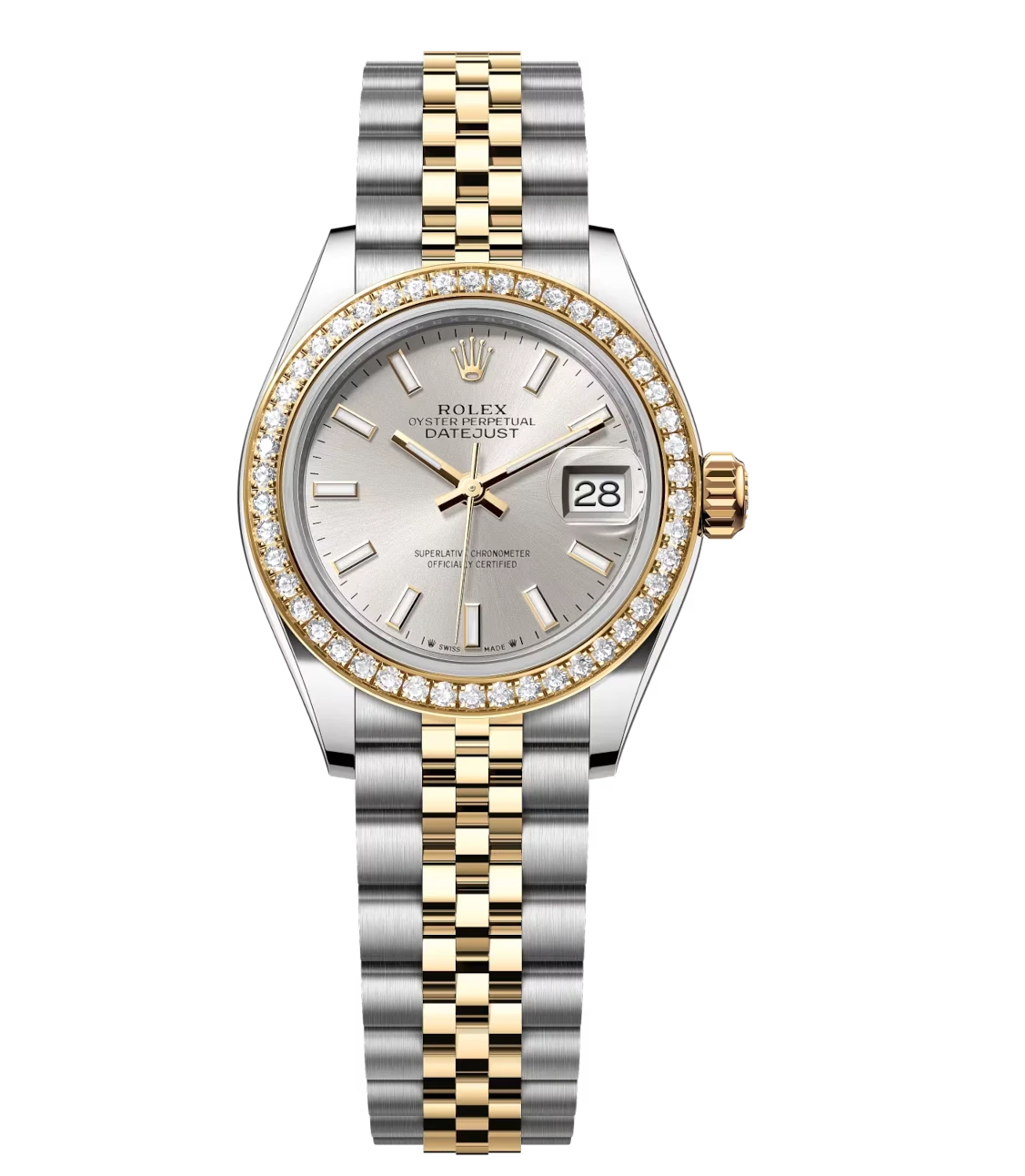 Rolex Lady-Datejust 28 Oyster Perpetual Oystersteel and yellow gold silver dial Jubilee band Reference 279383RBR