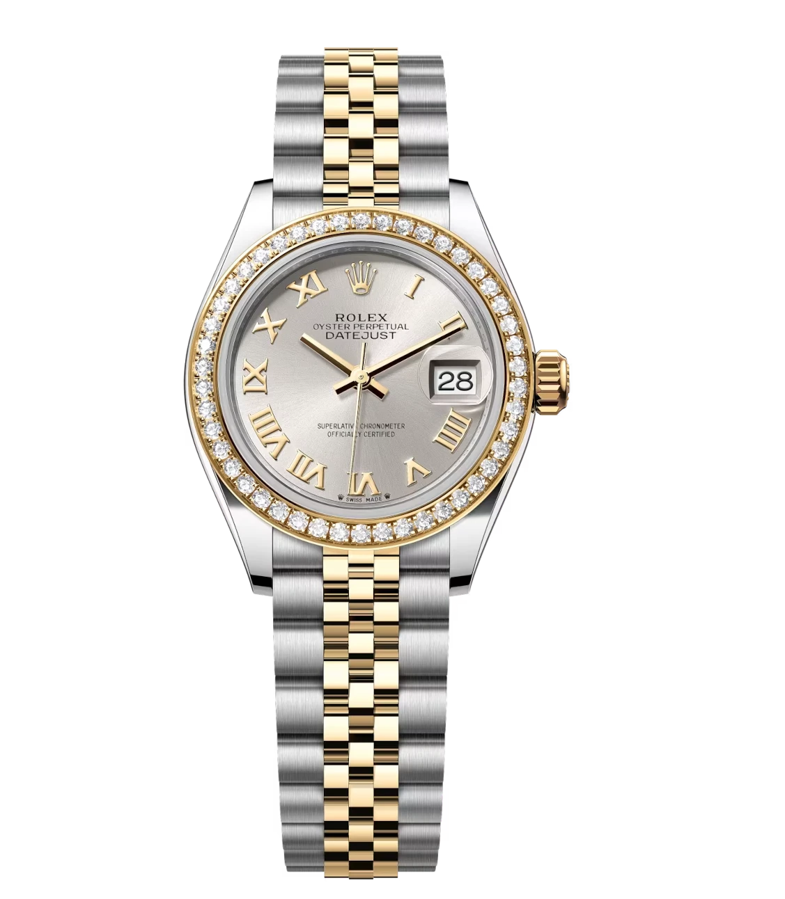 Rolex Lady-Datejust 28 Oyster Perpetual watch in Oystersteel and yellow gold with silver dial and Jubilee band