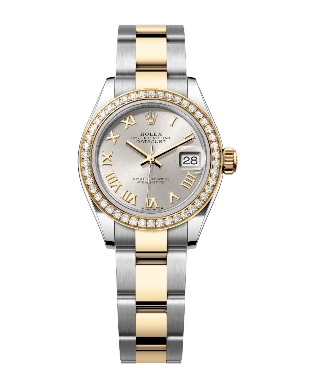 Rolex Lady-Datejust 28 Oyster Perpetual Oystersteel and yellow gold silver dial Oyster band Reference 279383RBR