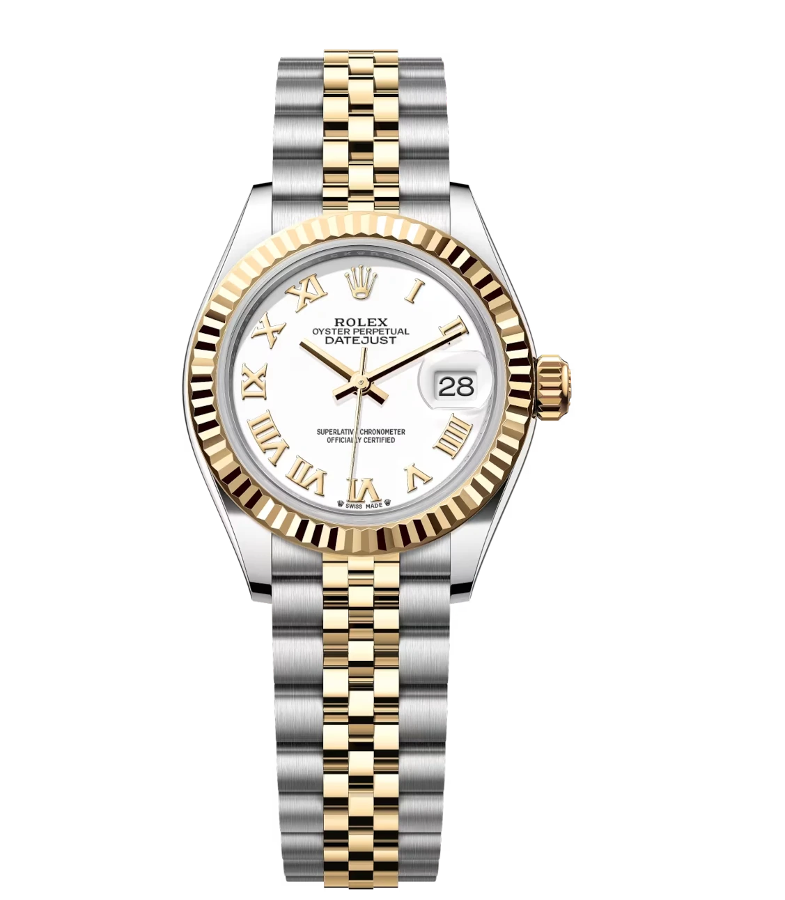 Rolex Lady-Datejust 28 Oyster Perpetual Oystersteel and yellow gold white dial Jubilee band Reference 279173