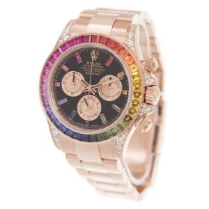 Rolex Cosmograph Daytona “Rainbow” 18 ct Everose gold Everose and bright black dial Oyster band Reference 116595RBOW-0001
