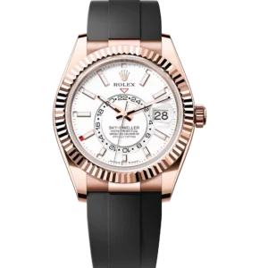 Rolex Sky-Dweller 42 Oyster Perpetual 18 ct Everose gold intense white dial Oysterflex band Reference 336235