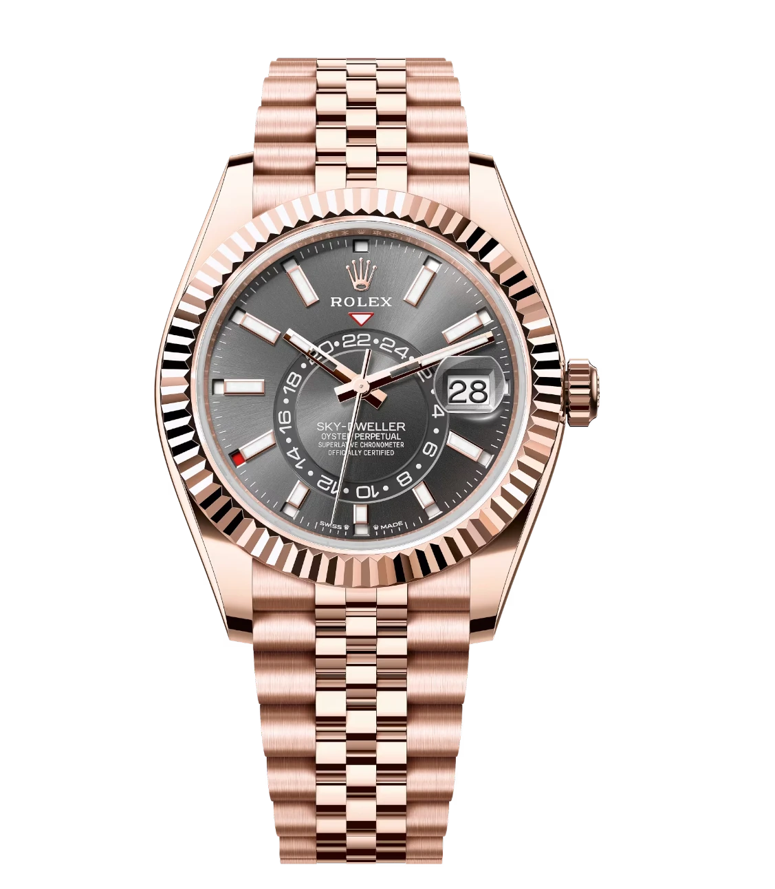 Rolex Sky-Dweller 42 Oyster Perpetual 18 ct Everose gold slate dial Jubilee band Reference 336935