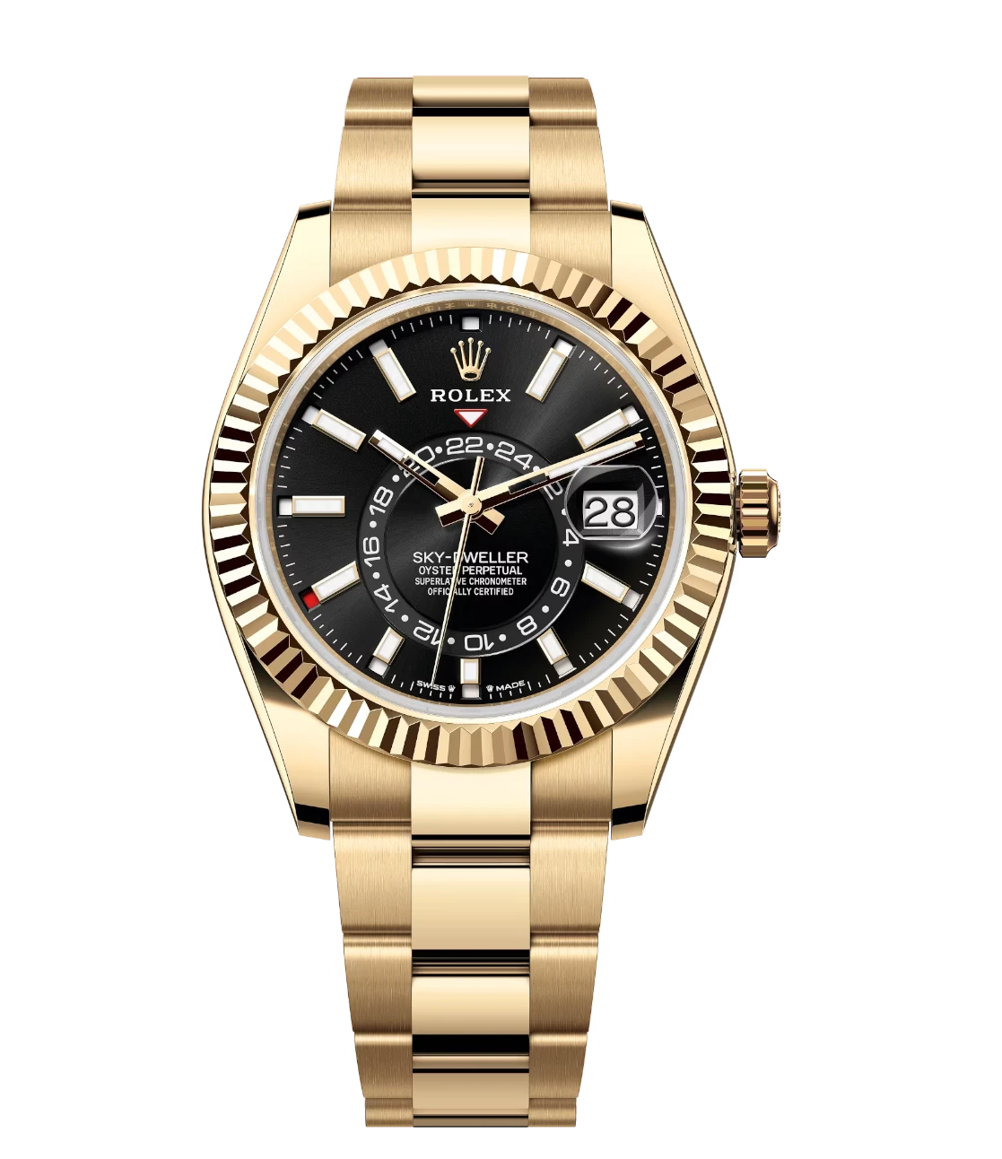 Rolex Sky-Dweller 42 Oyster Perpetual 18 ct yellow gold bright black dial Oyster band Reference 336938