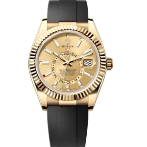 Rolex Sky-Dweller 42 Oyster Perpetual 18 ct yellow gold champagne-colour dial Oysterflex band Reference 326238BLSO