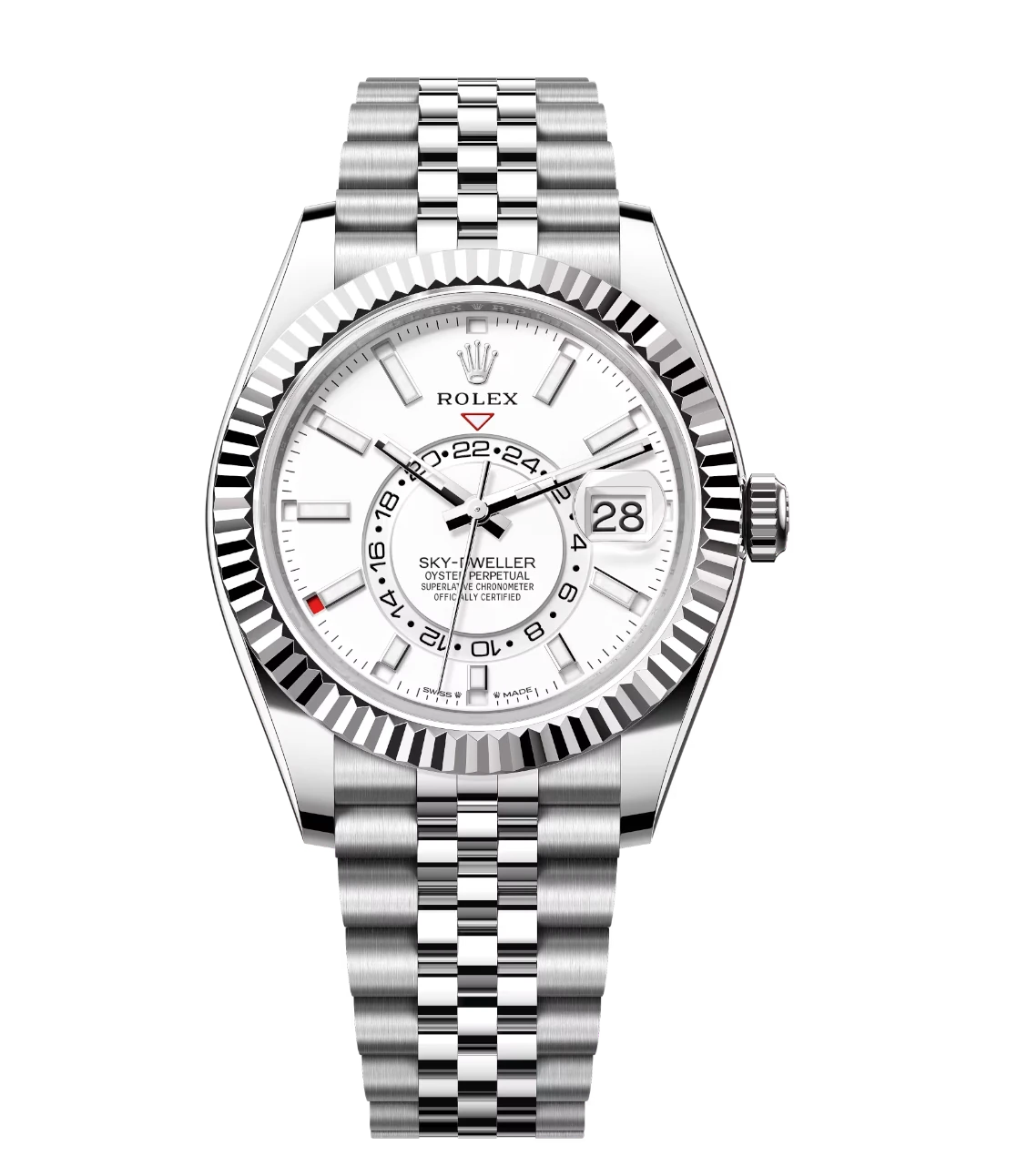 Rolex Sky-Dweller 42 Oyster Perpetual Oystersteel and white gold intense white dial Jubilee band Reference 336934