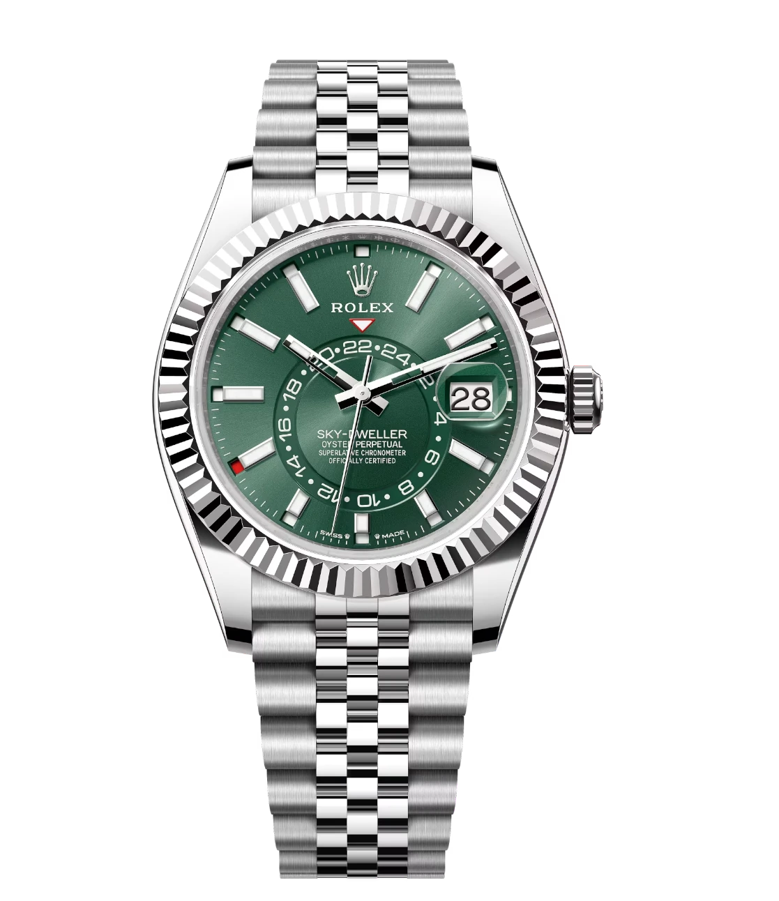 Rolex Sky-Dweller 42 Oyster Perpetual Oystersteel and white gold mint green dial Jubilee band Reference 336934