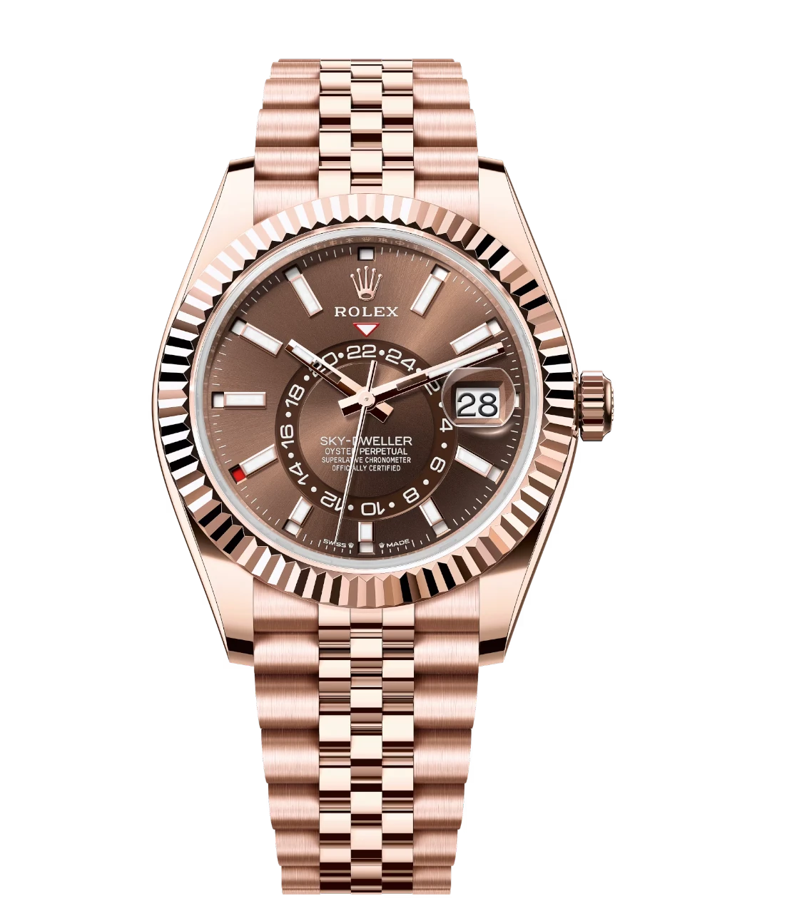Rolex Sky-Dweller 42 Oyster Perpetual 18 ct Everose gold chocolate dial Jubilee band Reference 336935