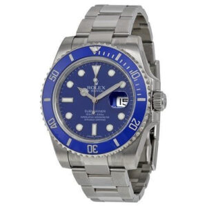 Rolex Submariner Date 40 Oyster Perpetual 18 ct white gold Cerachrom bezel insert in blue ceramic blue dial Oyster band Reference 116619LB