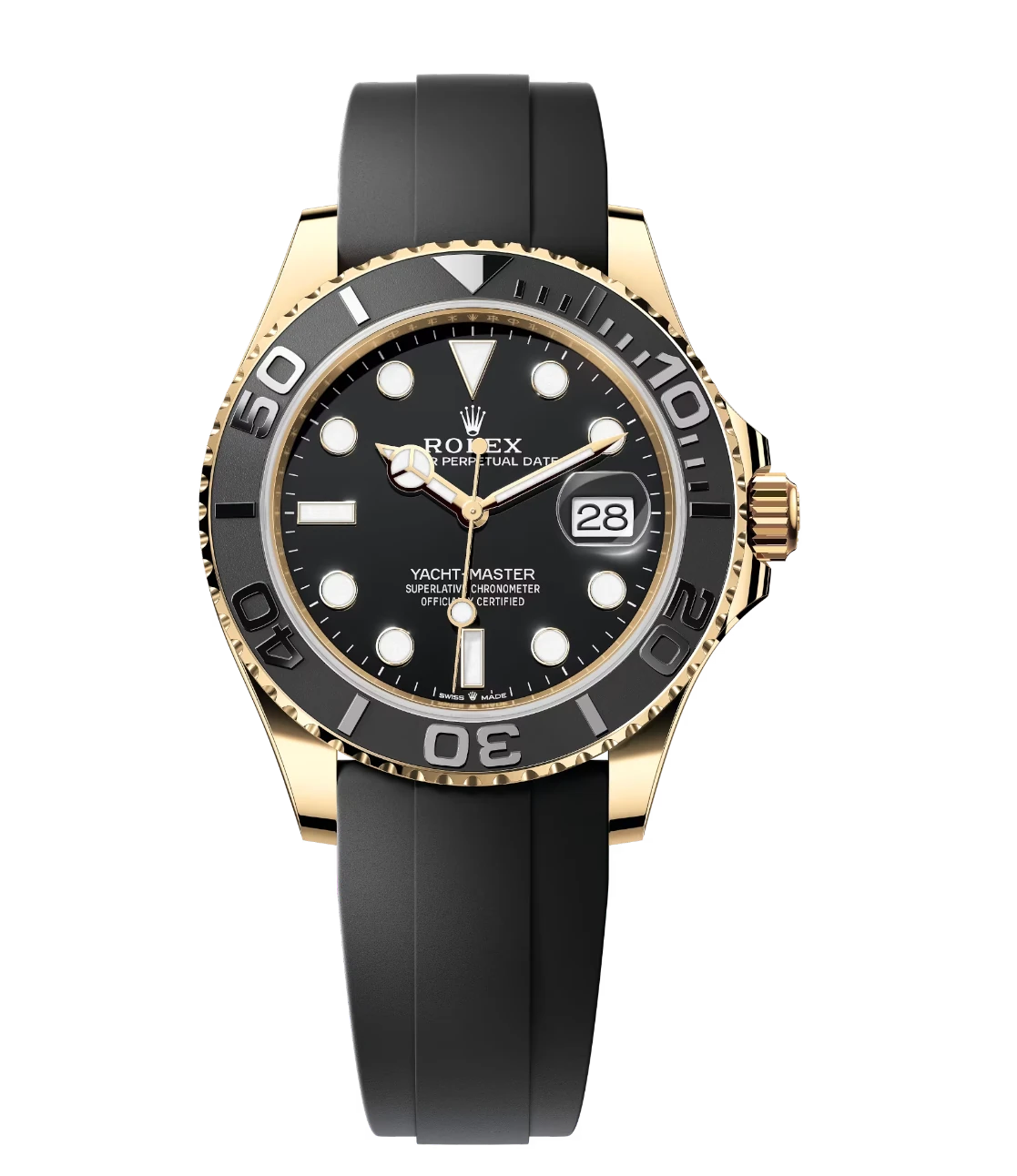 Rolex Yacht-Master 42 Oyster Perpetual 18 ct yellow gold black dial Oysterflex band
