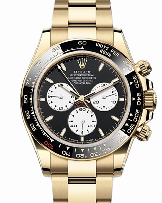 Rolex Cosmograph Daytona "Le Mans" 18 ct yellow gold bright black and white dial Oyster band Reference 126528LN