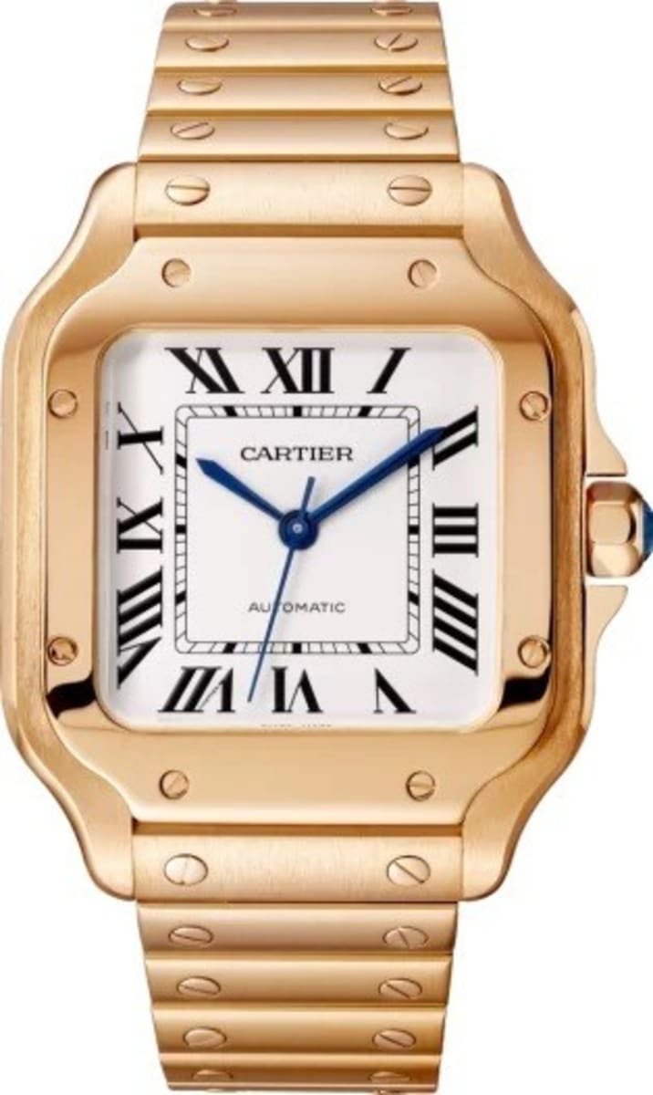 Santos De Cartier White Dial Rose Gold 35mm